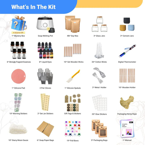128pcs Candle Making Kit for Adults & Beginners–Soy Wax Candle Making Supplies,4Lb Soy Wax,6 Units Long-Lasting Scents,30pcs Candle Wicks,Wax Melter–Crafts for Adults Women,Gifts for Hobbies