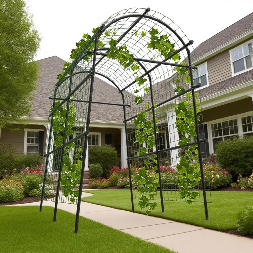 Extra Tall 7.5FT Garden Arch Trellis, 35-45in Adjustable Outdoor Arbor For Climbing Plants, Wedding Party Backdrop Frame