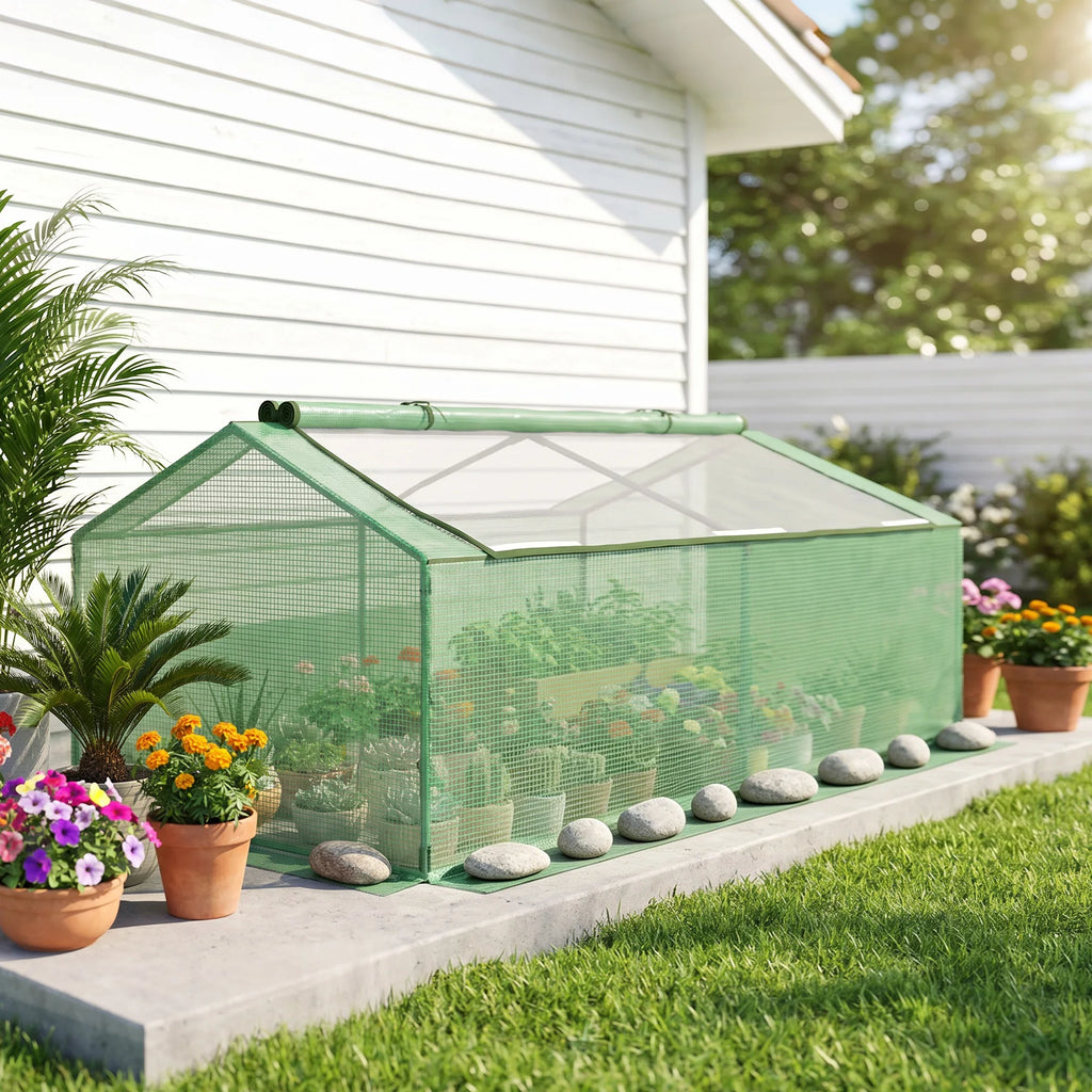 Outsunny Mini Greenhouse Portable Hot House w/ Windows Outdoor Indoor, 71"x36"x28" Green