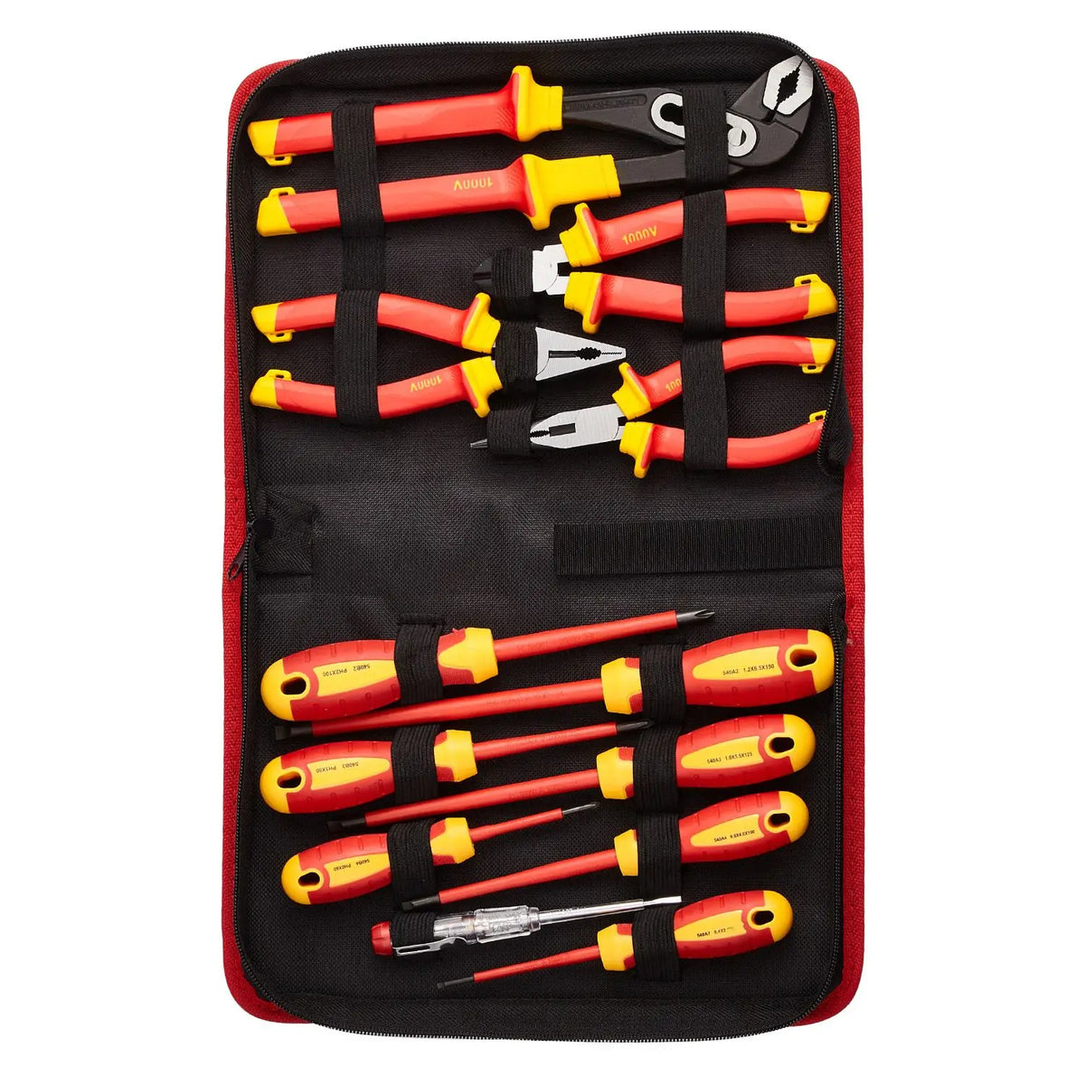 12-Piece Insulated Screwdriver Set, Professional Electrical Screwdriver Set, 1000V Insulated Electrician Tool Set, with Magnetic Phillips Slotted Tips, Insulated Pliers, and Diagonal Pliers