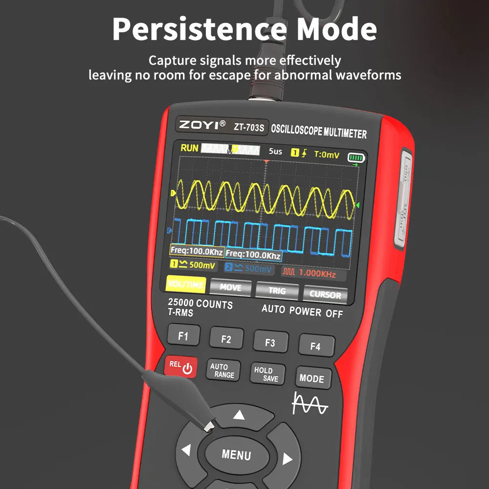 ZOYI ZT-703 Handheld digital oscilloscope multimeter three-in-one two-channel oscillometer signal generator electrician