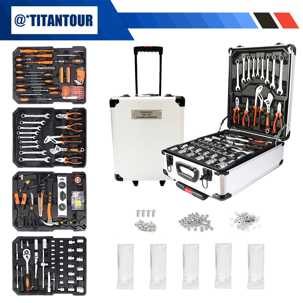 TitanTour Model Number: WBTOOL999PCS  999-Piece Professional Industrial Repair Tool Set, Automotive Electrician Mechanical Household Multifunctional, Including Wrench
