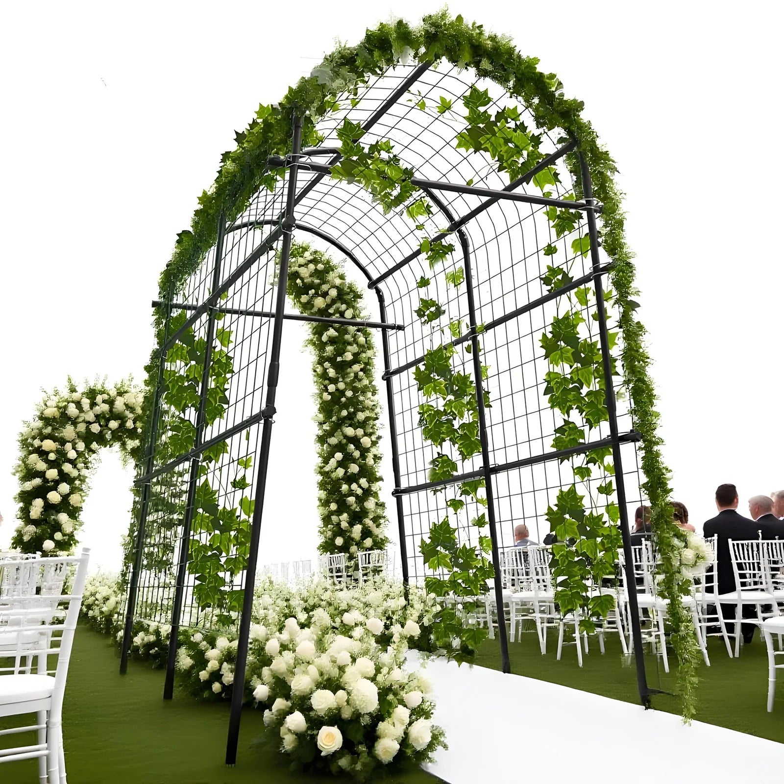 Extra Tall 7.5FT Garden Arch Trellis, 35-45in Adjustable Outdoor Arbor For Climbing Plants, Wedding Party Backdrop Frame