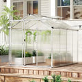 Greenhouse, 6 x 8 x 6.5FT Outdoor Polycarbonate Greenhouse w/ Sliding Door, Adjustable Roof Vent, Rain Gutter, Heavy-Duty Aluminum