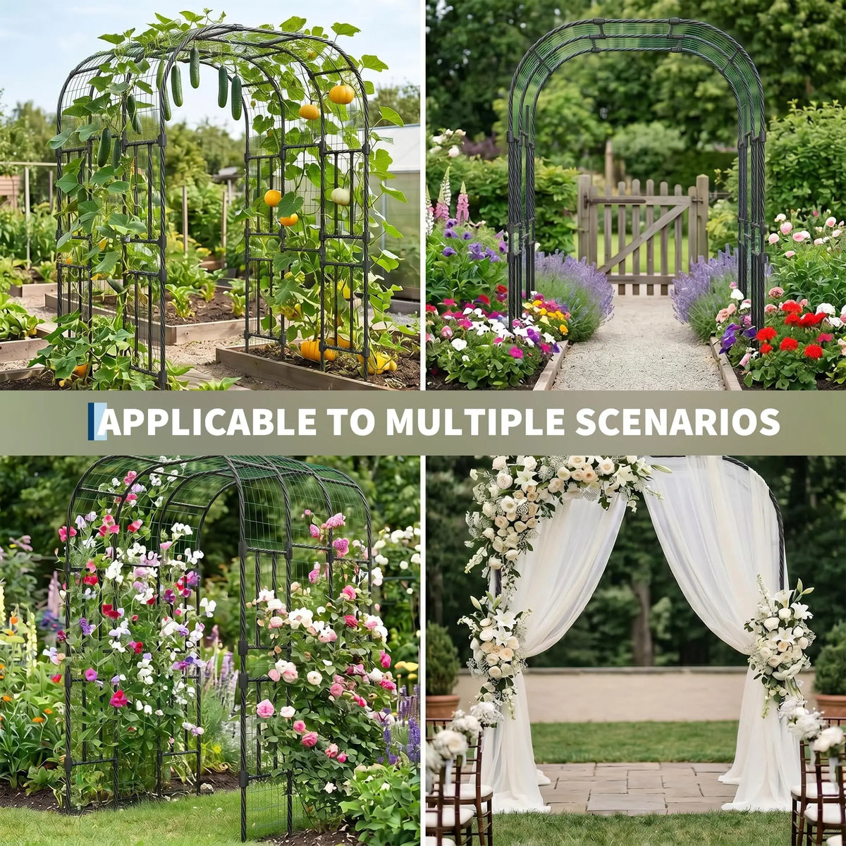DisherKooker Extra Tall 7.3FT Garden Arch Trellis, PE-Coated Steel Plant Arbor For Cucumbers, Beans, Roses, Outdoor Patio Decor Arbor