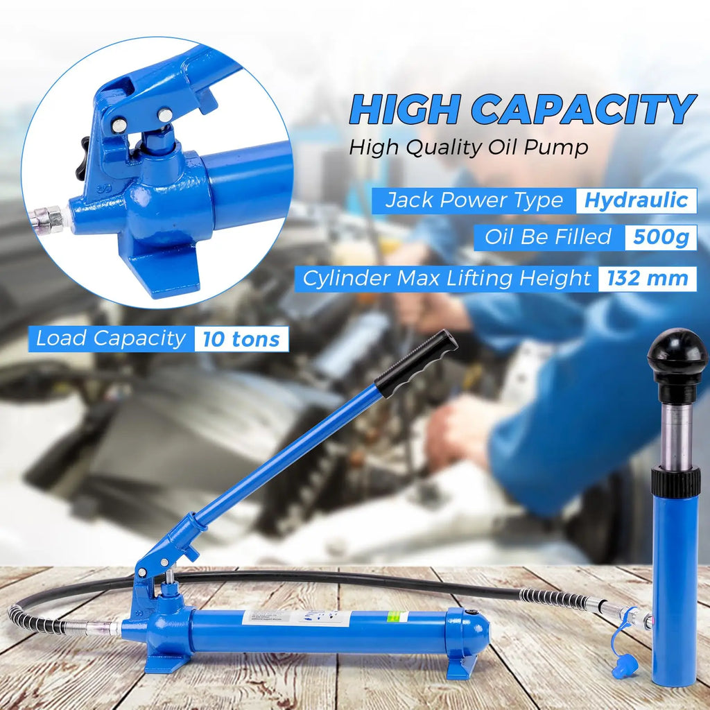 HobbyLane 12 Ton Hydraulic Porta Power Kit 26455 lbs Heavy Duty Frame Repair Jack Set With 4.6ft Hose For Auto Body Car Truck Bending Lift