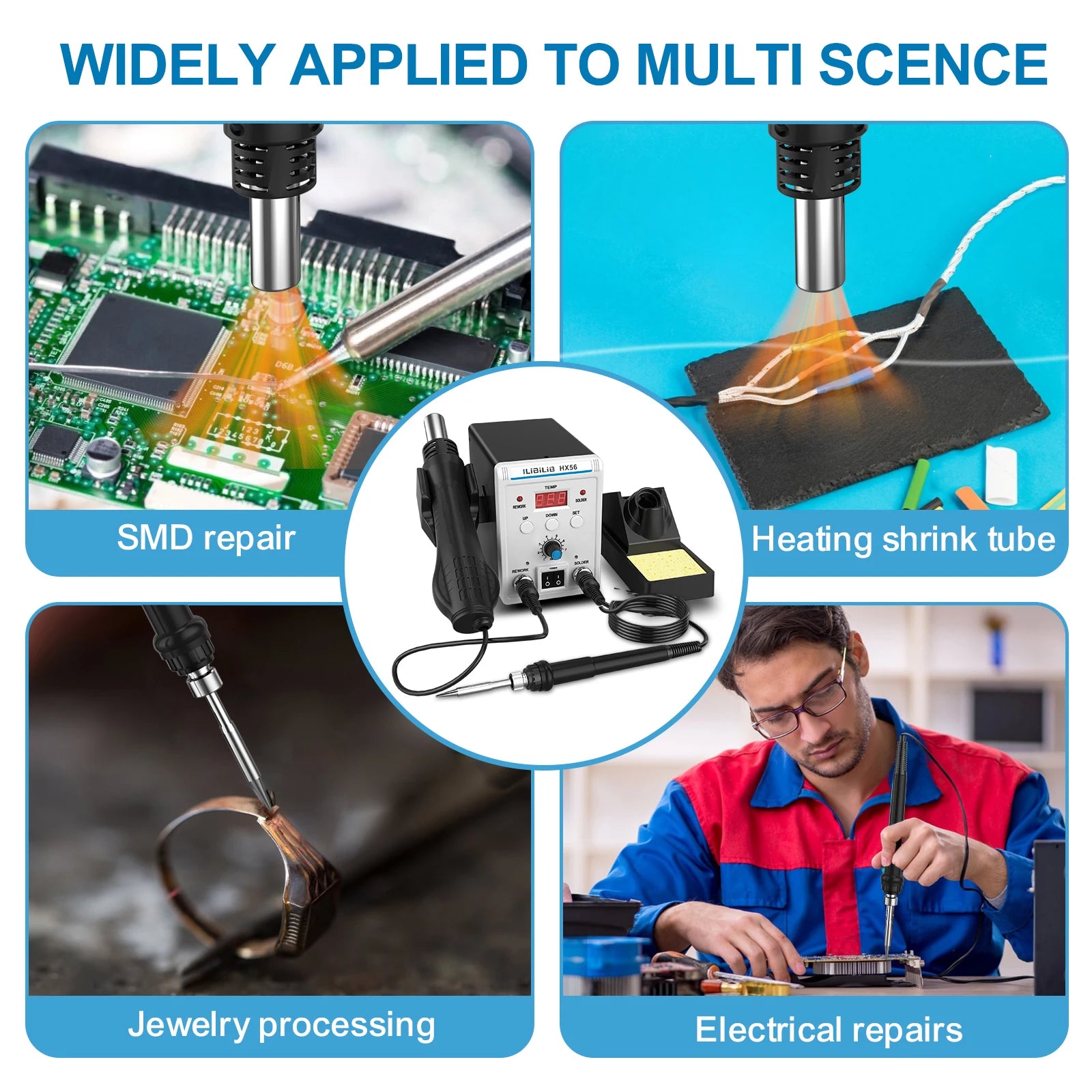700WHot Air Rework Soldering Iron Station Kit, Rapid Heat up Solder Station, Upgrade Dual System Independent Control, Auto Sleep