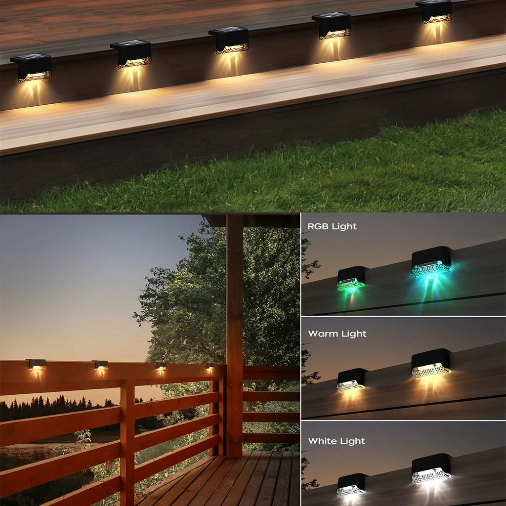 4/12 Pack Deck Lights Solar Powered, Solar Step Lights Outdoor Waterproof LED, Black or White Housing, Cool White, Warm White, RGB