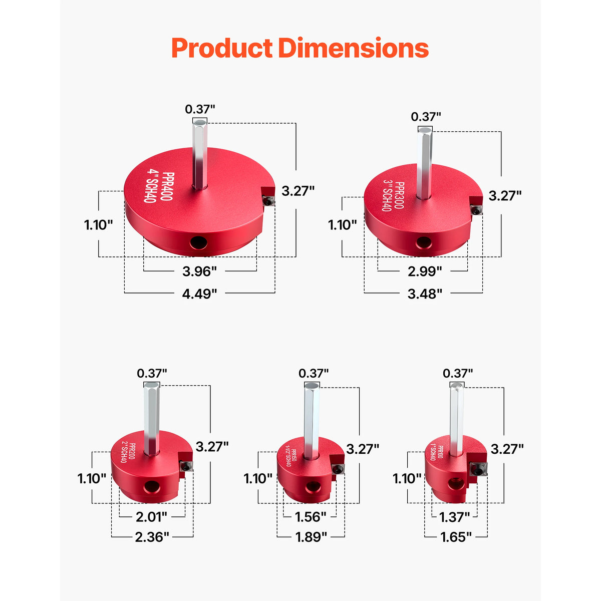 SucceBuy PVC Pipe Reamer Kit 5/7/9 PCS Fitting Socket Saver, Fits Standard 1/2" Drills Plumbing Tool Kit for PVC, ABS, CPVC Pipe