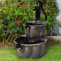 2 Tier Barrel Waterfall Fountain, Barrel Water Fountain Pump, Outdoor Garden Decor
