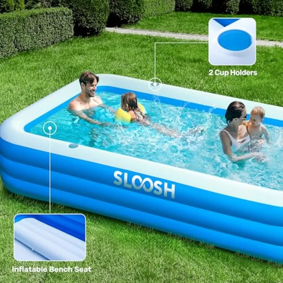 Joyfy Inflatable Pool for Adults with Seats 120" x 72" x 22" Full-Sized Blow Up Durable Thickened Above Ground Pool Large Swim