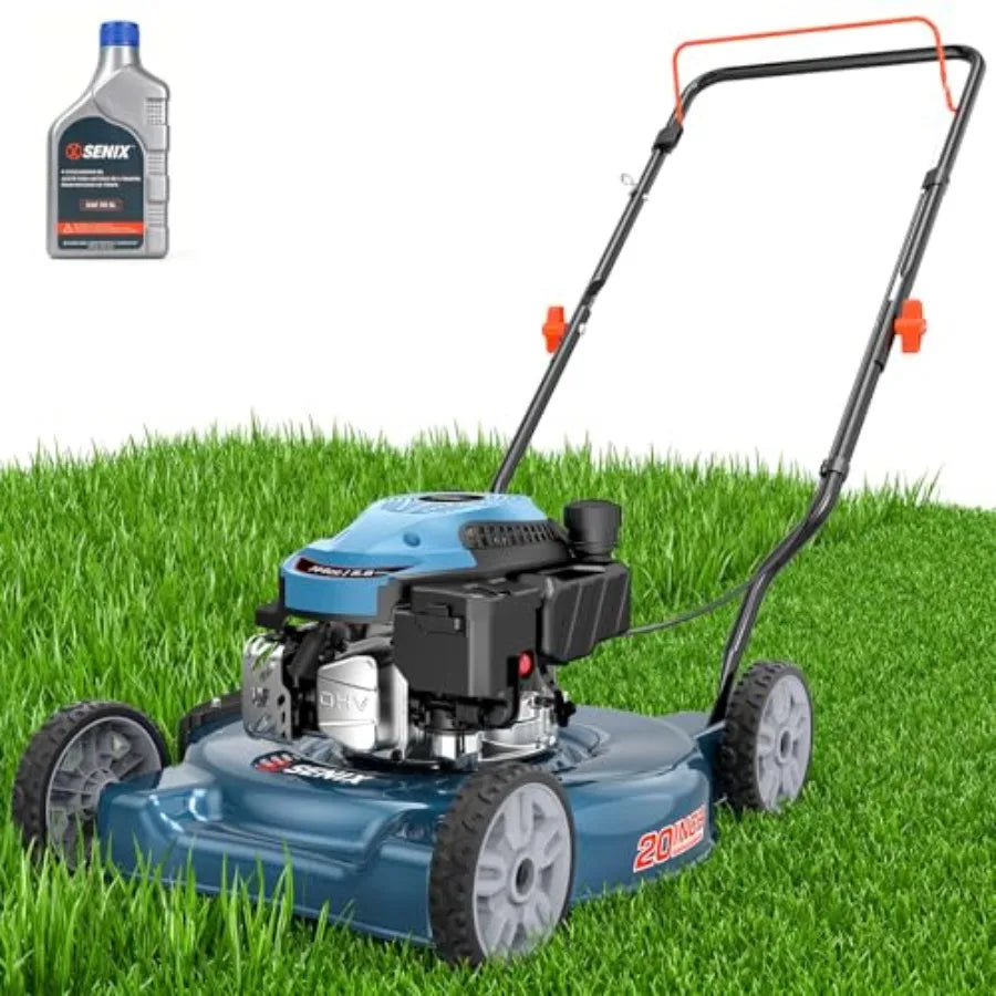 Sinex 20 Gas Lawn Mower, 144 cc Gas Powered Lawnmower, 4-Cycle Engine Walk-Behind Push Lawn Mowers, 3 Cutting Height, Lightweight