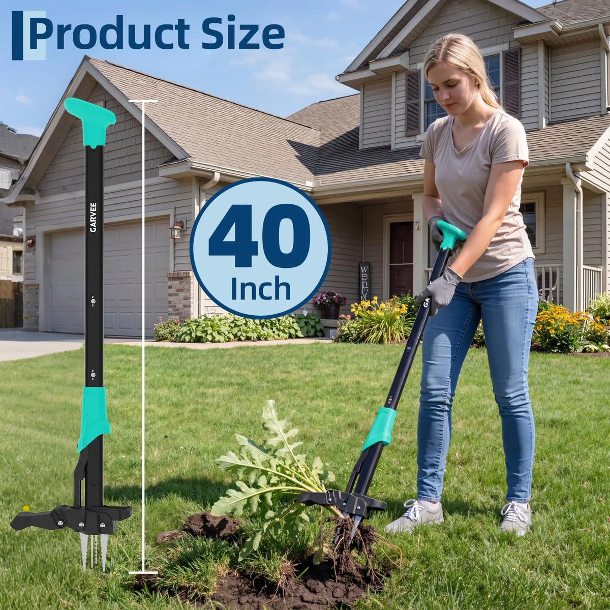 Garvee 40" Long Handle Stand Up Weed Puller Gardening Hand Weeding Tool | Easy-Eject Easily Remove Weeds Without Bending, Pulling, or Kneeling