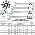 Flexible Ratcheting Combination Wrench Set, 6-17mm Metric Key Wrench Ratchet Spanner Metric Hand Tool Sets, Car Repair Tools