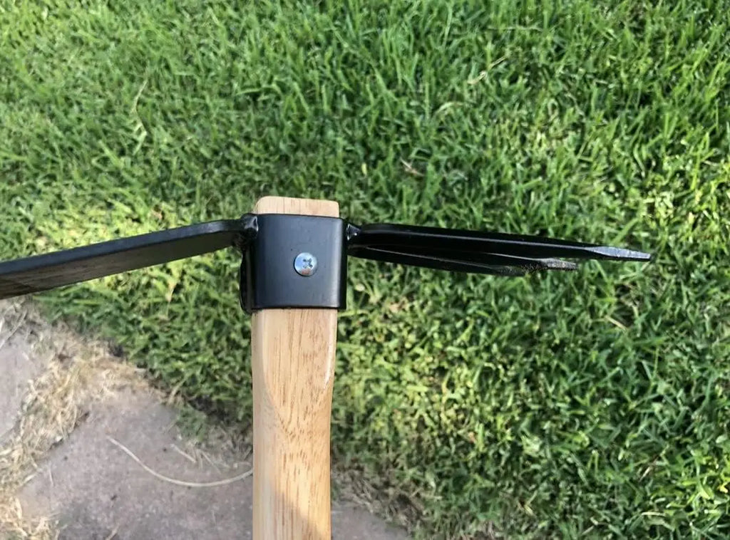 Heavy Duty Carbon Steel Hoe Cultivator Hand Tiller - Rust Proof Blade, Ergo Grip Handle for Loosening Soil, Weeding, Digging