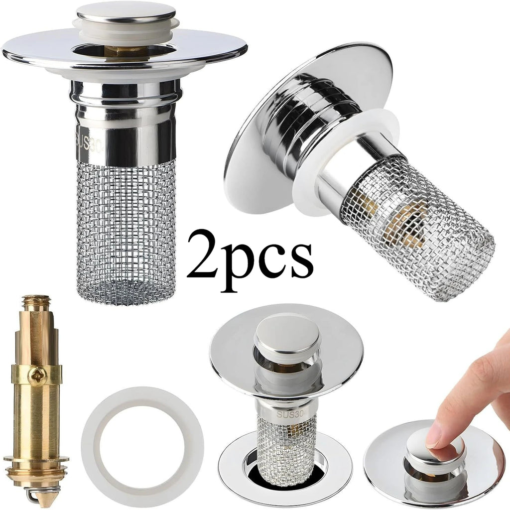 Bathroom Sink Plug Stopper Stainless Steel Filter Basket Sink Drain Hair Catcher for Washroom Restroom Kitchen
