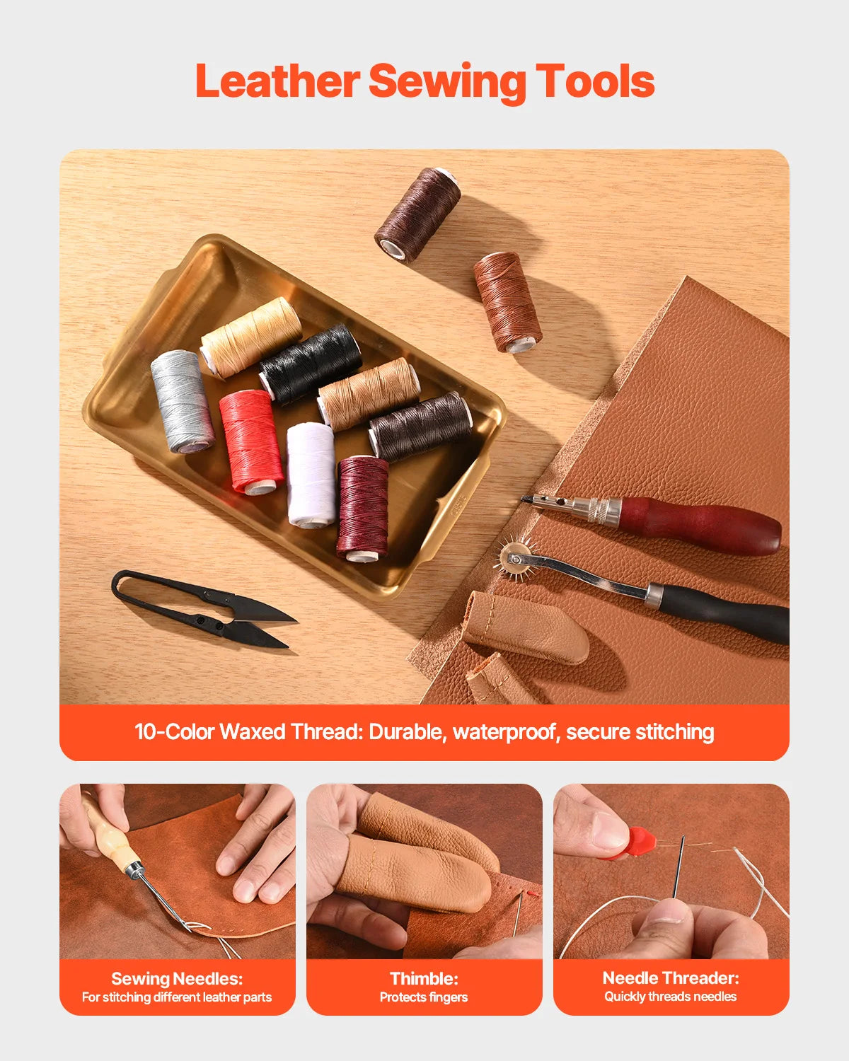 SucceBuy 59/61/72 PCs Leather Working Tools Kit, Leathercraft Tools w/Storage Bag, Engraving Punching Sewing Stamping Tools