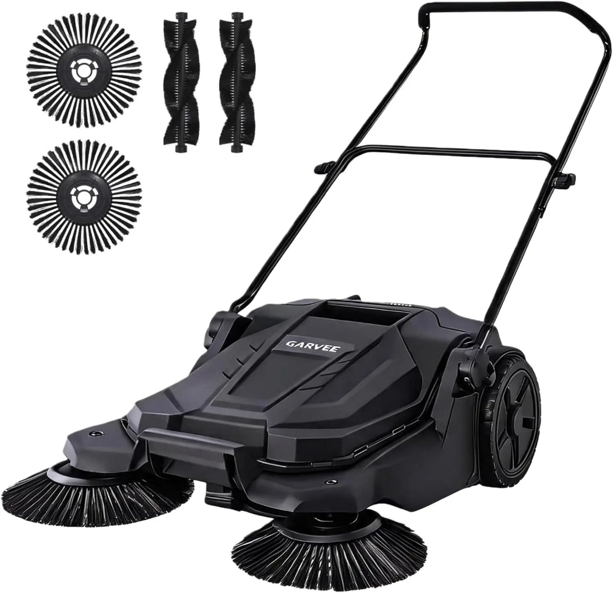 Twister.Ck 26" Hand Push Walk-Behind Sweeper, 5-Gallon Debris Container, Multi-Adjustable Folding Handle — Lifts Flattened Grass & Sweeps Debris