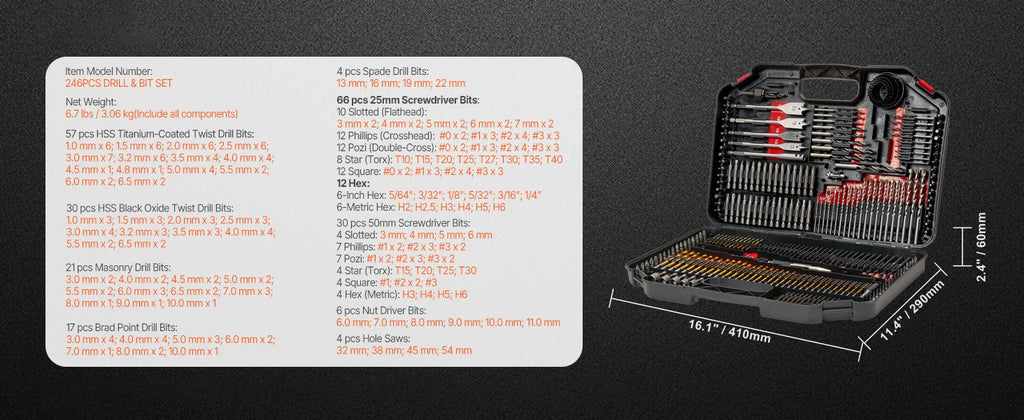 SucceBuy 246PCs Drill Bit Set Screwdriver Bit Set Suitable Drilling and Screw Driving Drill Combo Bit Sets