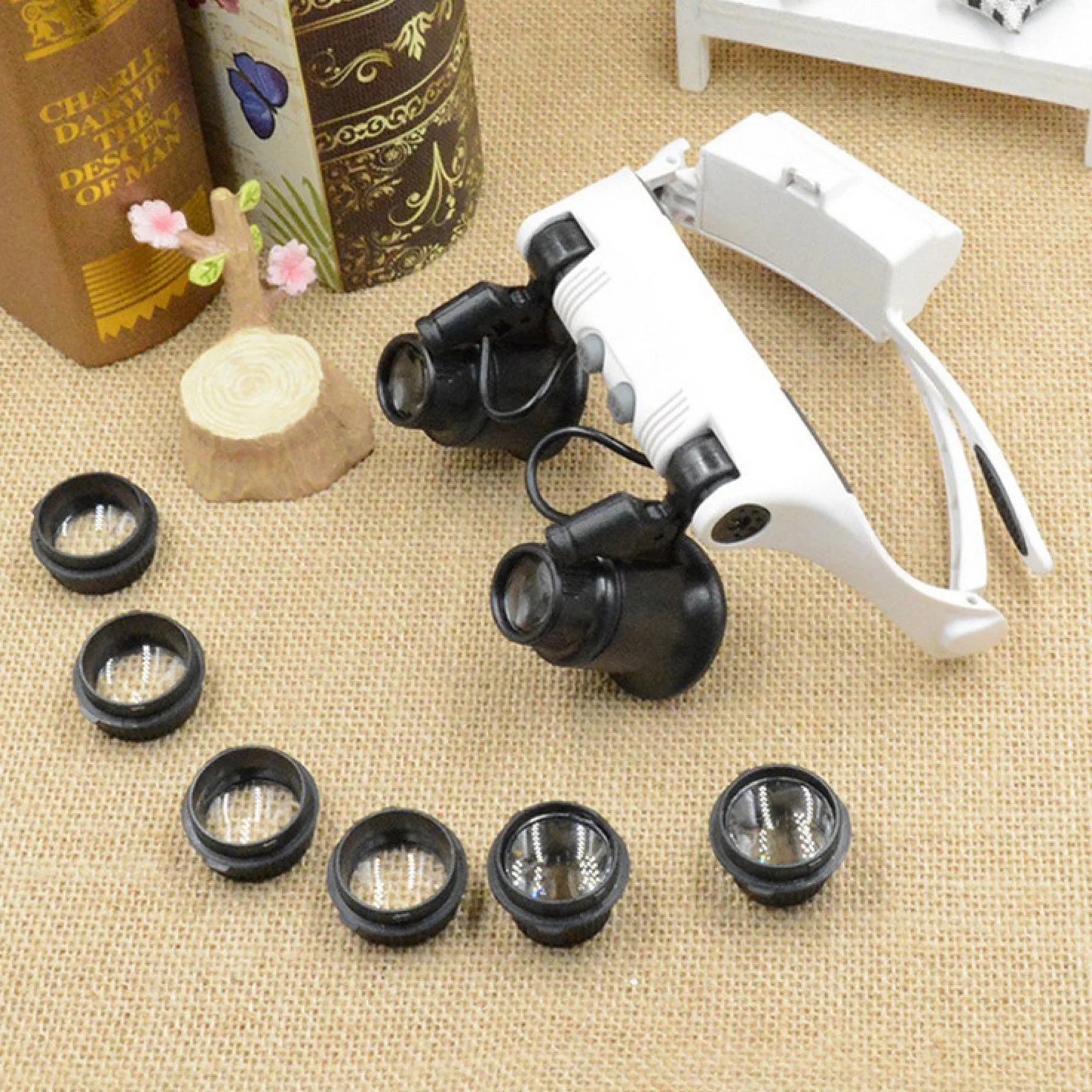 Accurate 10X 15X 20X 25X LED Magnifier Double Eye Jewelery Watch Repair Tools LED Lanp Loupes Watchmaker Strap Microscope Glass
