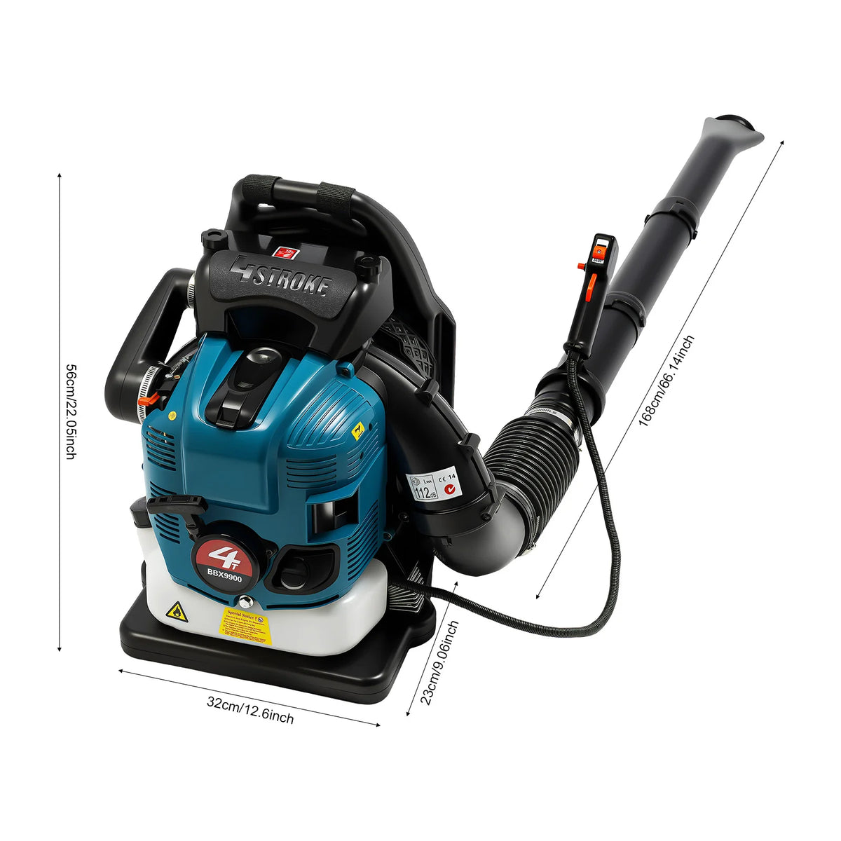 Bymaocar 75.6CC Backpack Leaf Blower, 4-Stroke Garden Gas Powered Leaf Blower, Powerful Blowing Low Fuel Consumption, 2600W for Leaf Sweeping, Lawn Cleaning