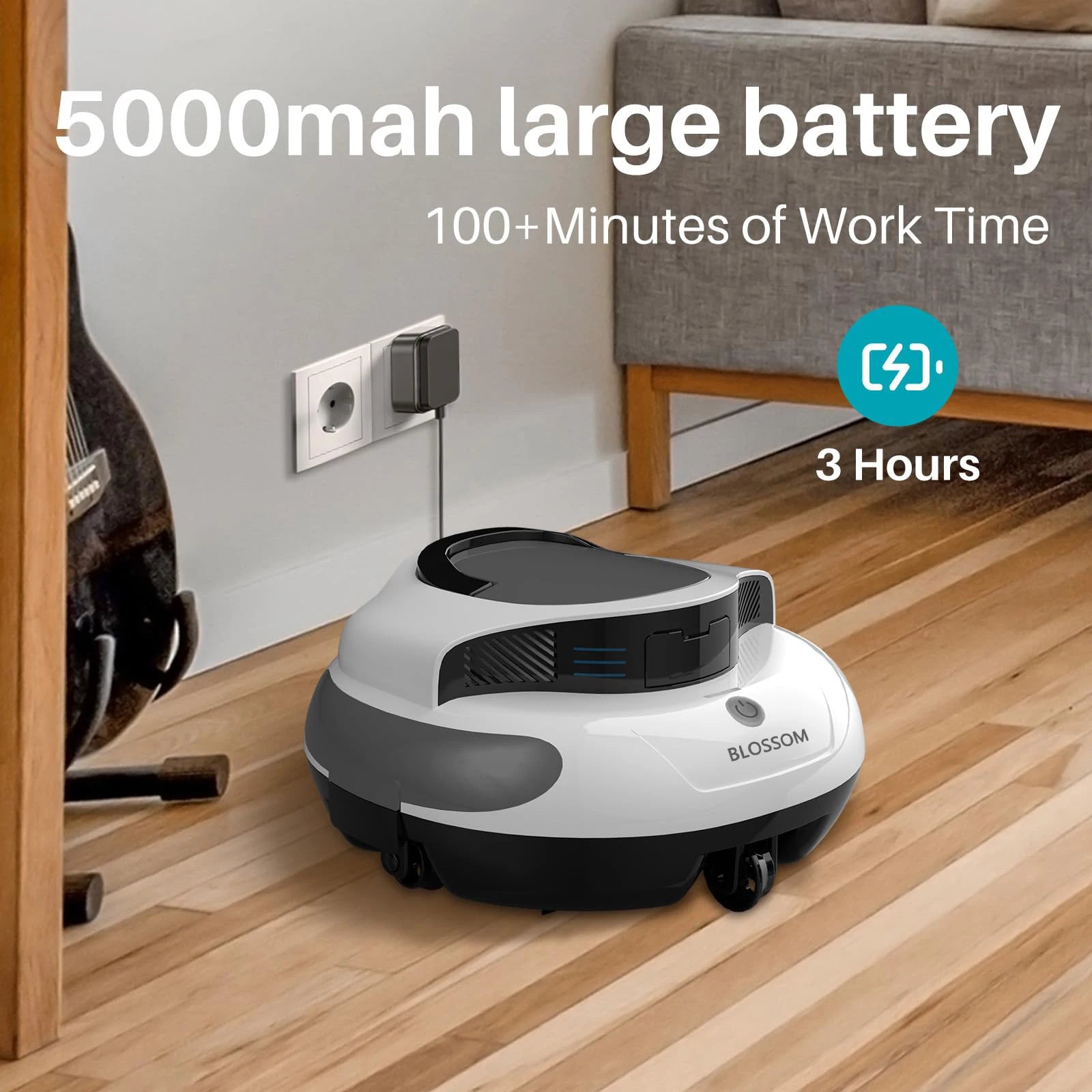 Cordless Pool Cleaner with 5000mah Up to 120 Mins Run time Two Adjustable Path Planning Method Ideal Robotic Pool Vacuum Cleaner