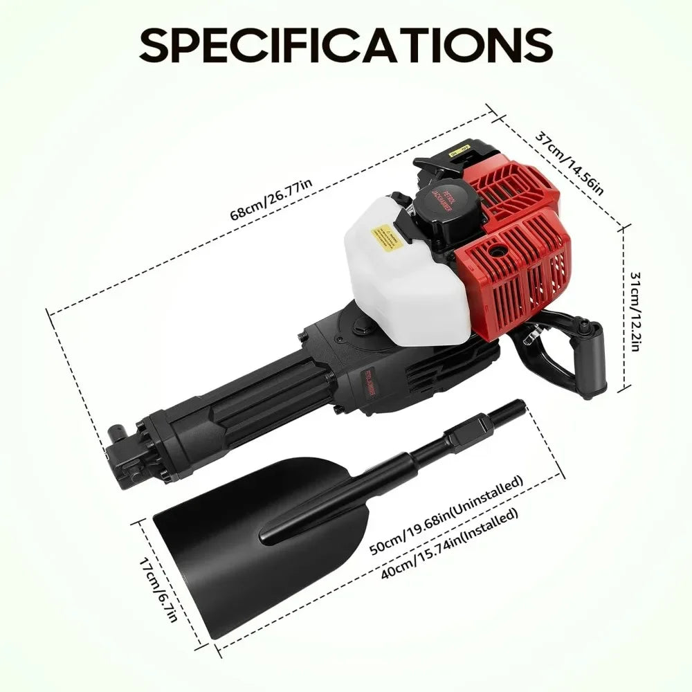 52cc Handheld Trencher, 2 Stroke, 1900 Watts, 6500 RPM, Gas Powered