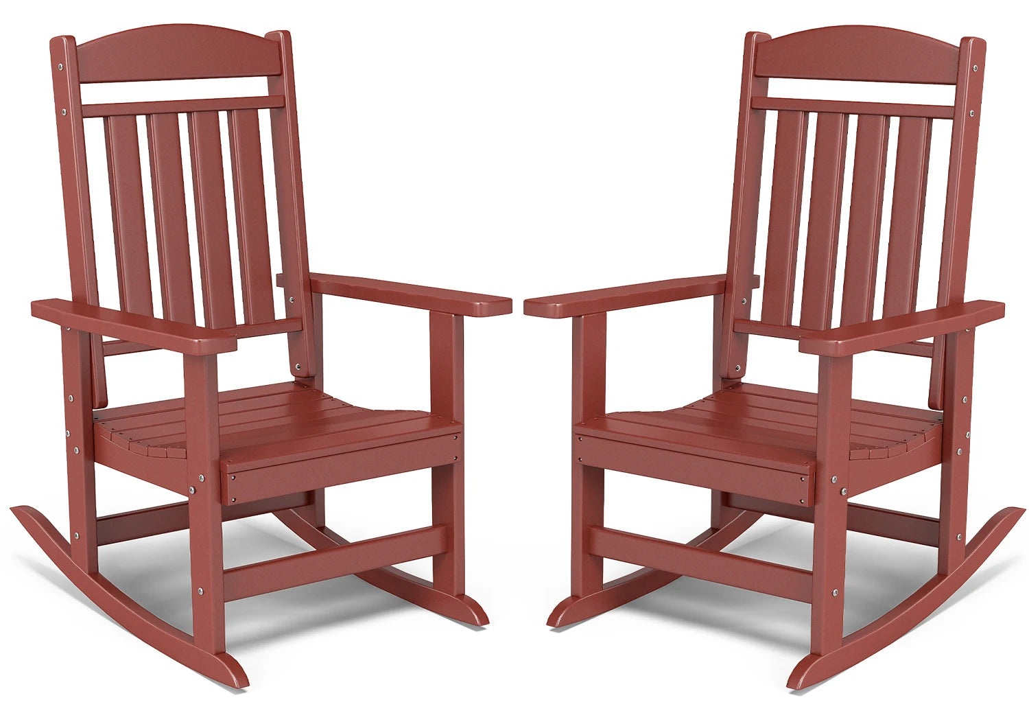 FOOWIN 2pcs Oversized High Back Outdoor Patio Rocking Chair All Weather HDPE Porch Rocker Adult Garden Lawn Indoor