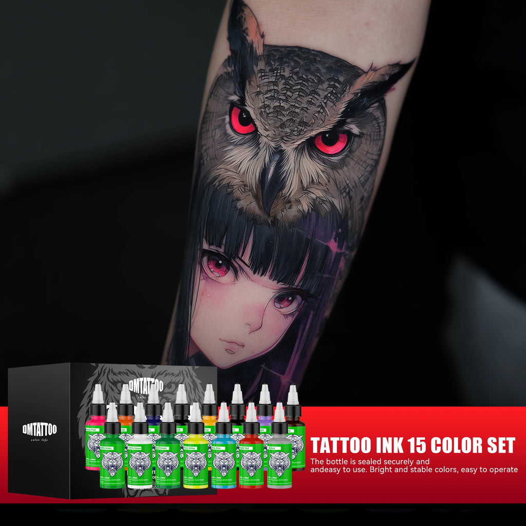 DM 30ml Tattoo Ink, 15 Colors, Natural Plant Extract Pigment Tattoo Paint, Long Lasting No Color Loss Professional Tattoo Ink