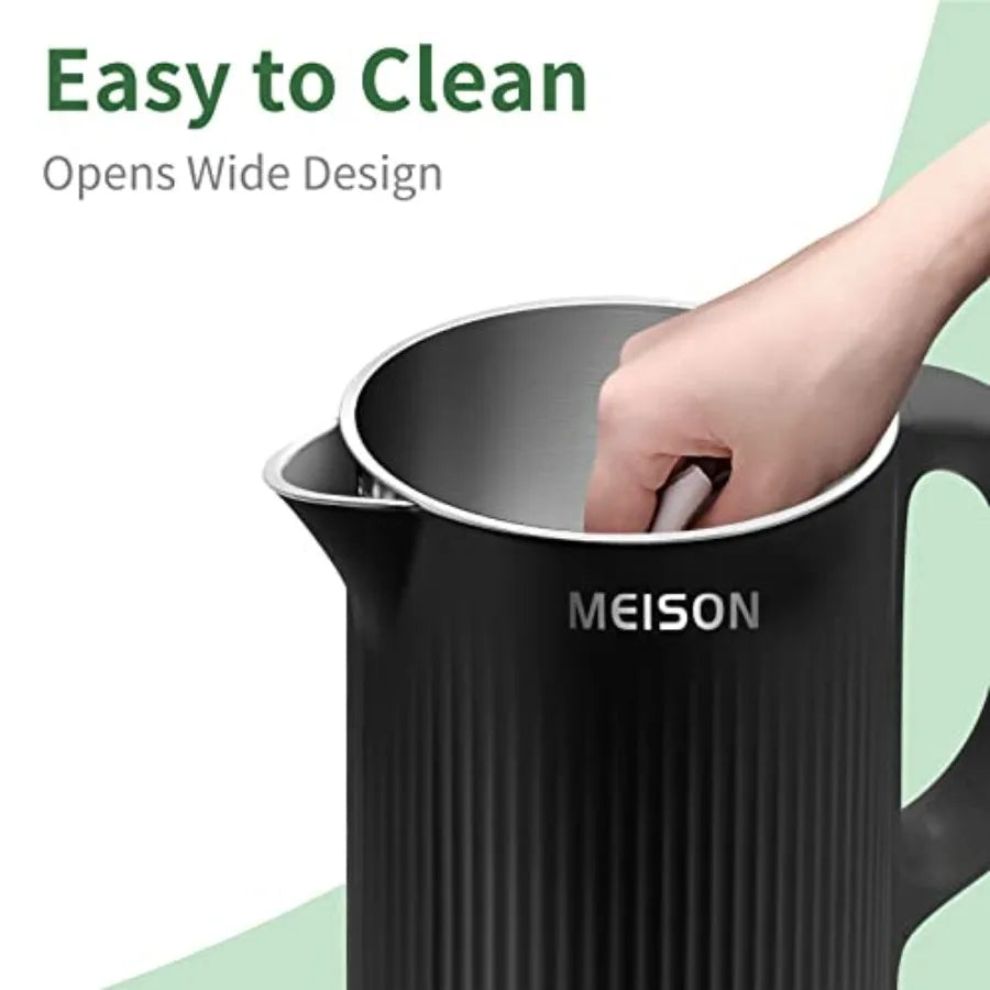 Electric Kettles Stainless Steel for Boiling Water, Double Wall Hot Water Boiler Heater, Cool Touch Electric Teapot, Auto Shut Off