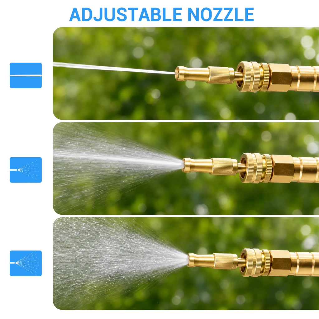 HiMiss Heavy Duty Stainless Steel Garden Hose – Flexible Metal Water Hose – Kink Proof & Anti-Kink – Adjustable Brass Nozzle, Perfect for Lawn, Car Wash, Outdoor Irrigation, 25FT,50FT,100FT