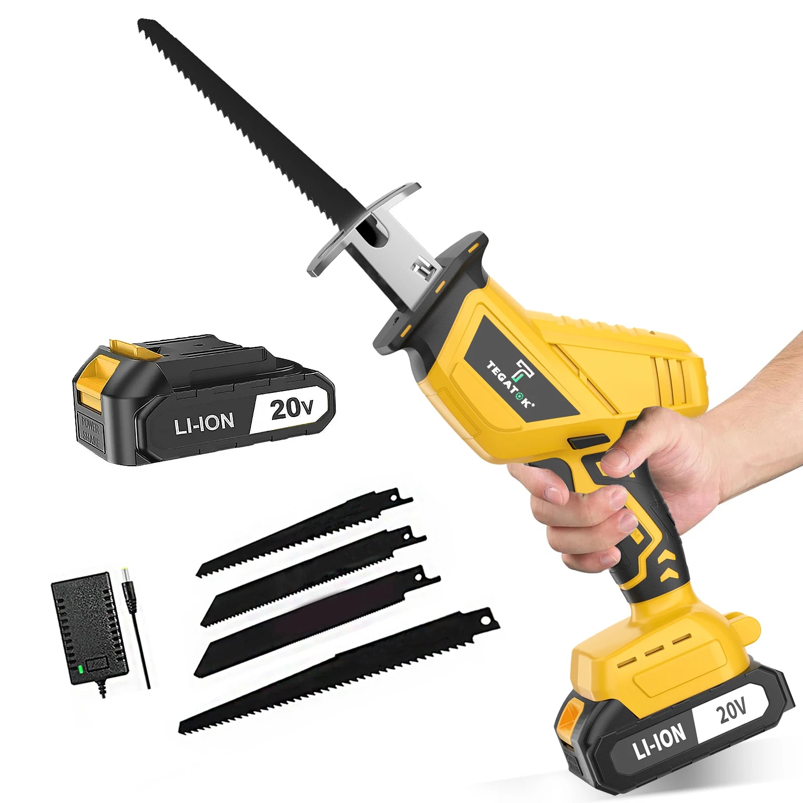 Cordless Reciprocating Saw Cutting Tool Home DIY Wood Metal PVC Pipe Cutting 20V with Battery