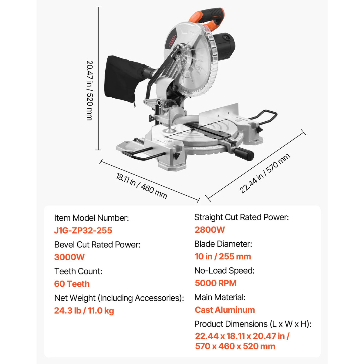 SucceBuy Sliding Compound Miter Saw 12-Inch Blade 15Amp Motor 60-Tooth Corded Double Bevel Sliding Miter Saw LED Alignment