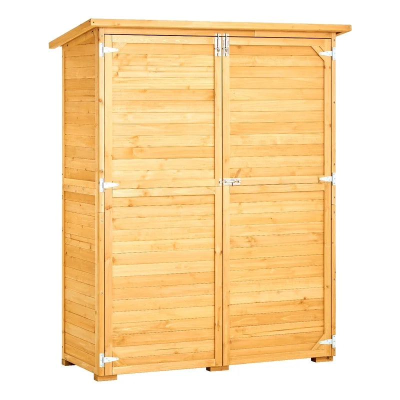 55x67.5 Inch Outdoor Wooden Garden Shed with Metal Roof Waterproof Storage for Tools