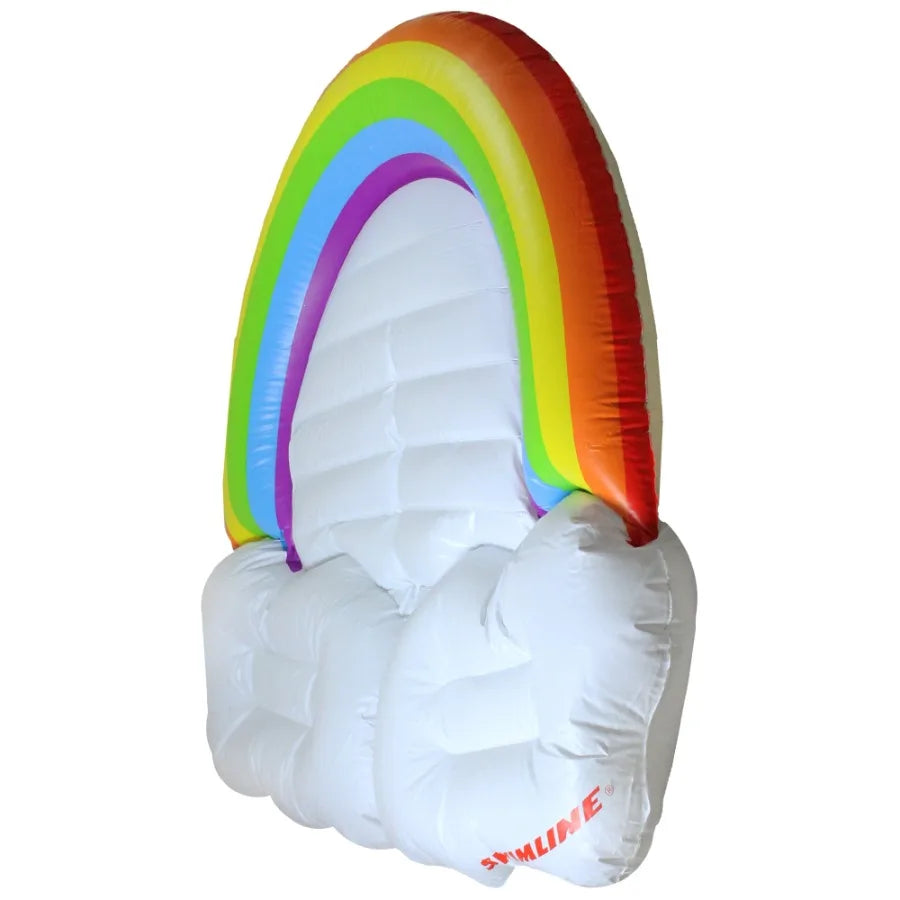 Swimline 68" Inflatable Swimming Pool Float 3-Person Rainbow with Clouds Island - White Green