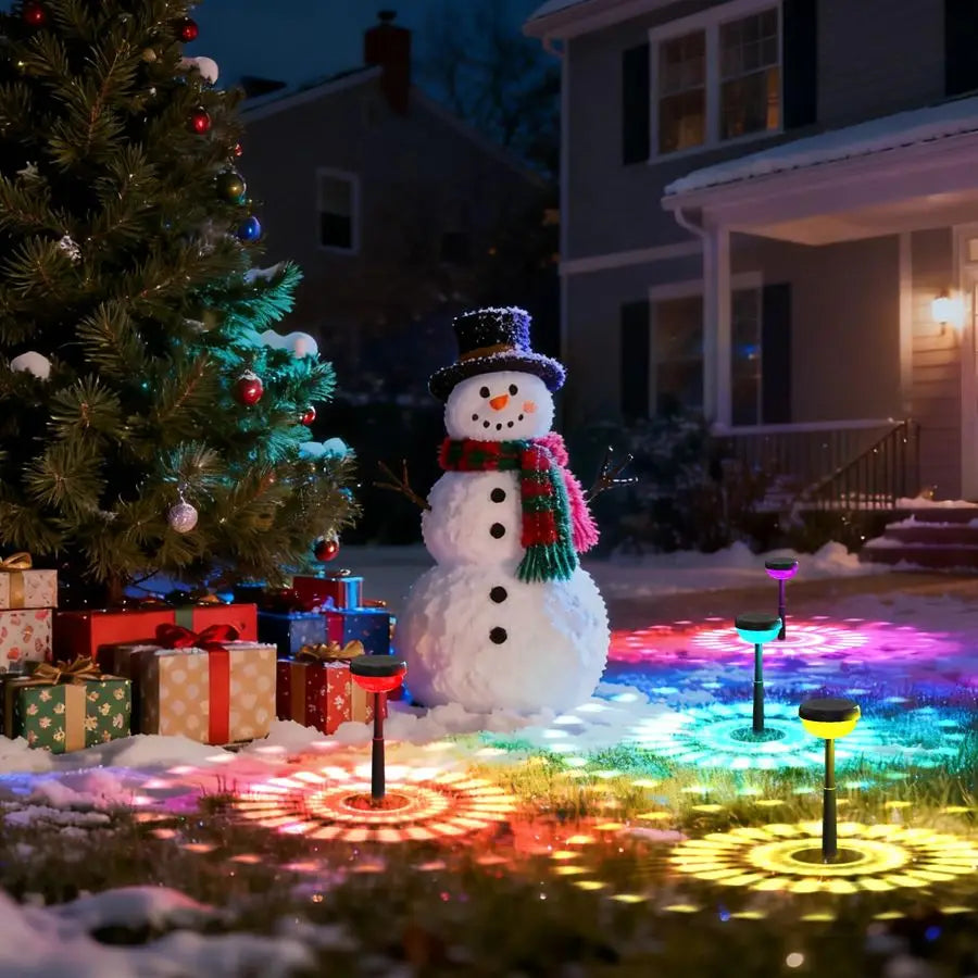 Color Changing Solar Lights Outdoor, Auto ON Off, 3000K White Light amp, RGB LED Solar Garden Lights, Solar Lights For Landscapeing