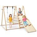 Indoor Playground w/ Slide Climbing Rock Adjustable Swing Wooden