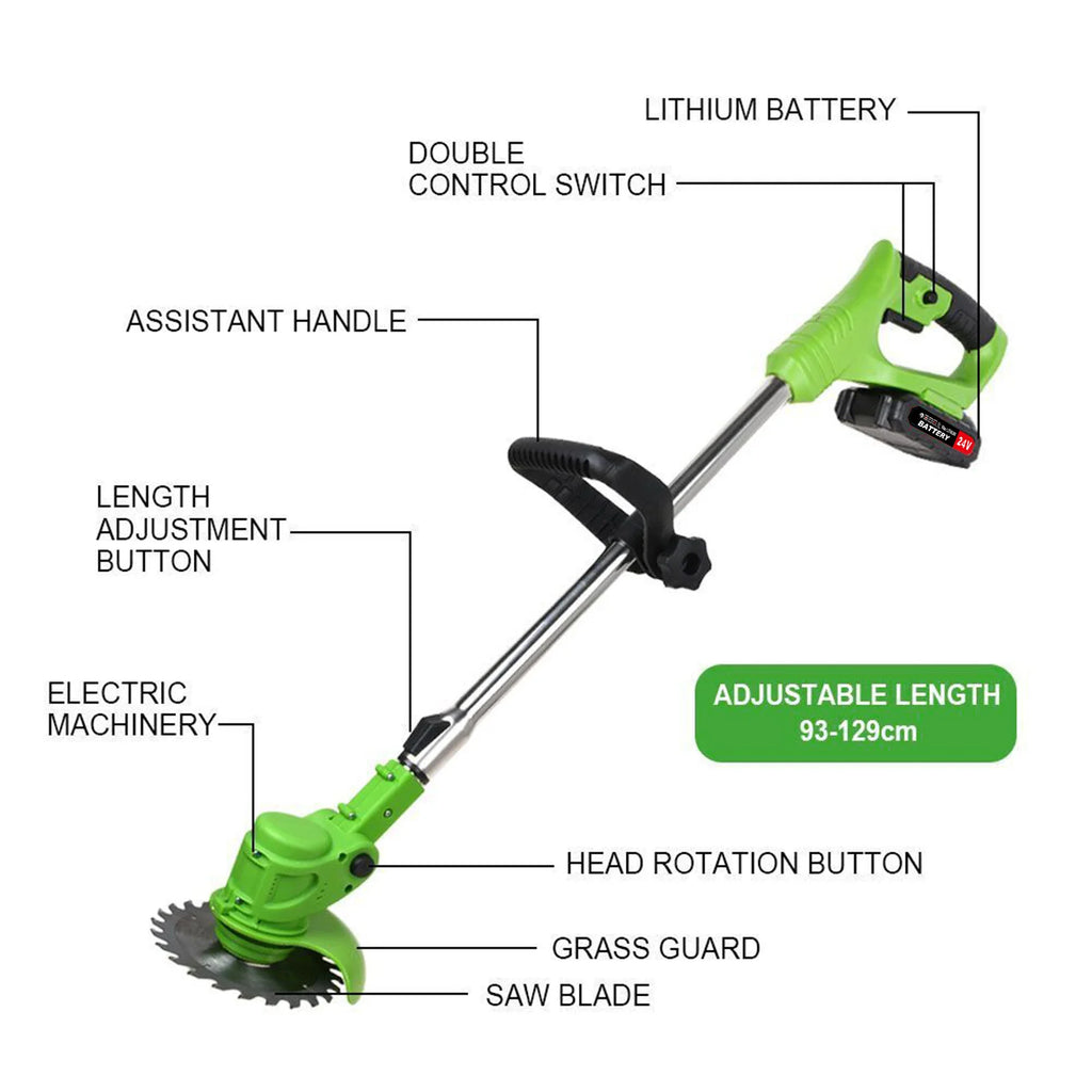 Weed Trimmer Lawn Electric Brushless 2-in-1 Cordless String Grass Trimmer Cutter Fast Charger With 2 x 24V Battery for Yard Garden Model Number: HG0076