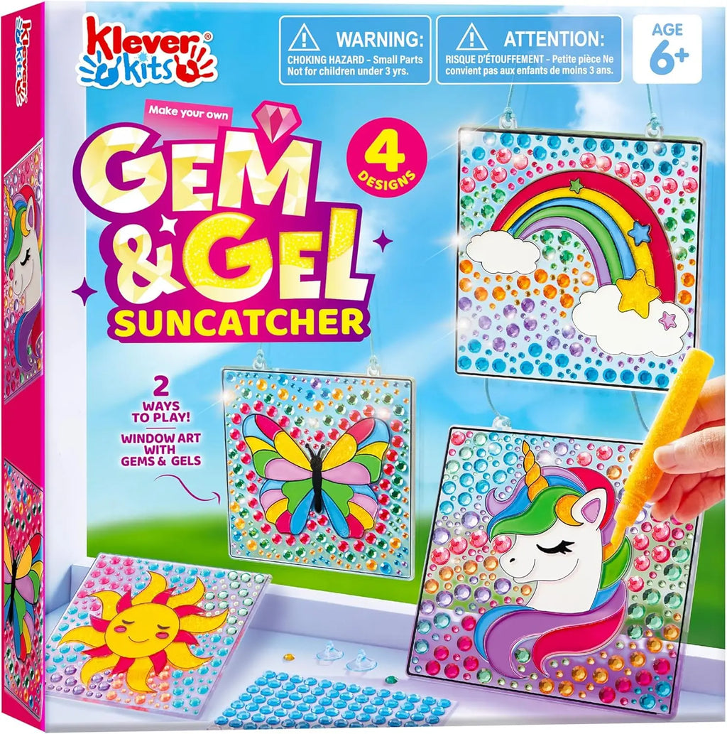 JOYFY 4PCS Window Art, 2-in-1 Gems and Gels Suncatcher, Diamond and Gels Arts & Crafts,
