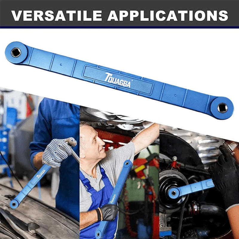 Tquagga Tight Reach Offset Extension Wrench Set – 15.5" Heavy-Duty Carbon Steel Wrench with 1/2", 1/4" & 3/8" Drive Adapters, Zero Swing Arc for Confined Spaces, Universal Access Tool for Automotive Repair & Home DIY