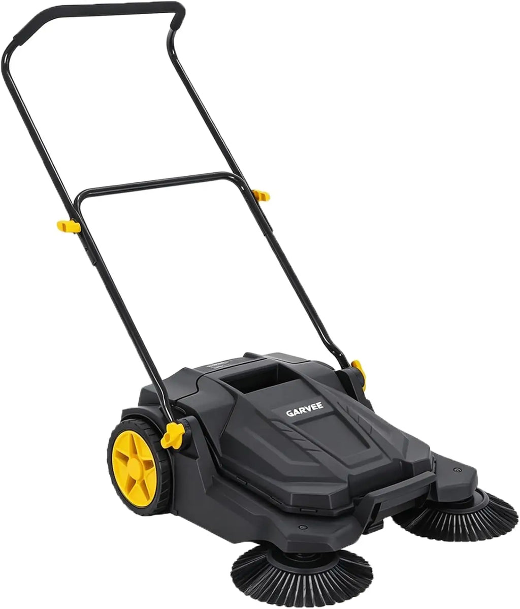 Twister.Ck 26" Hand Push Walk-Behind Sweeper, 5-Gallon Debris Container, Multi-Adjustable Folding Handle — Lifts Flattened Grass & Sweeps Debris