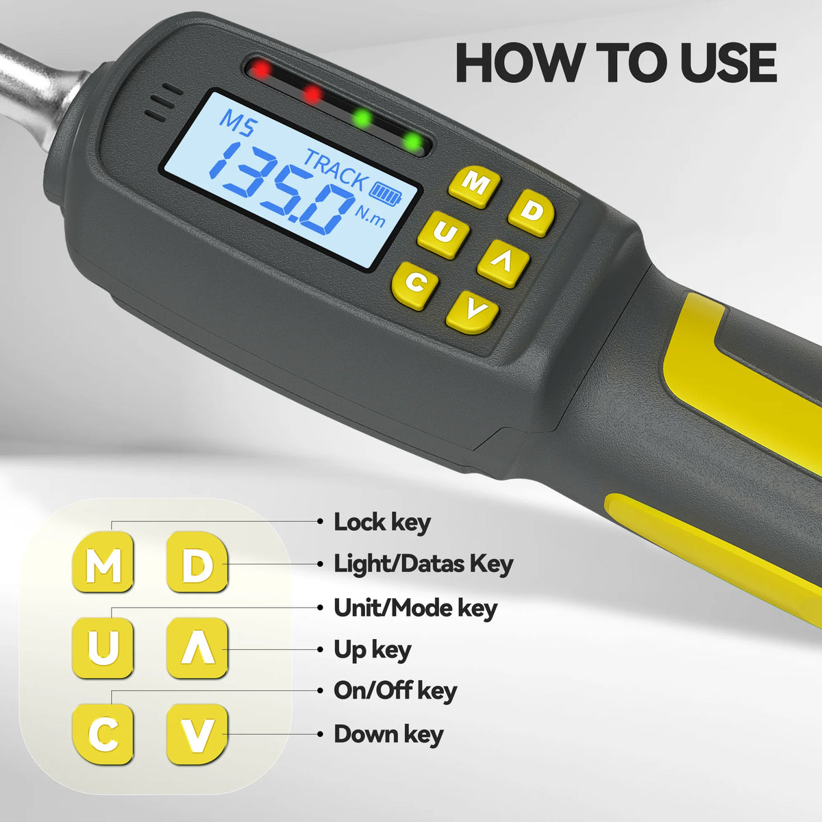 Waxtron 1/2'' Digital Torque Wrench 2% Accuracy Hand Tools 1/4'' 3/8'' Torque Wrench Digital For Auto Motorcycle Bike Waxtron Hot