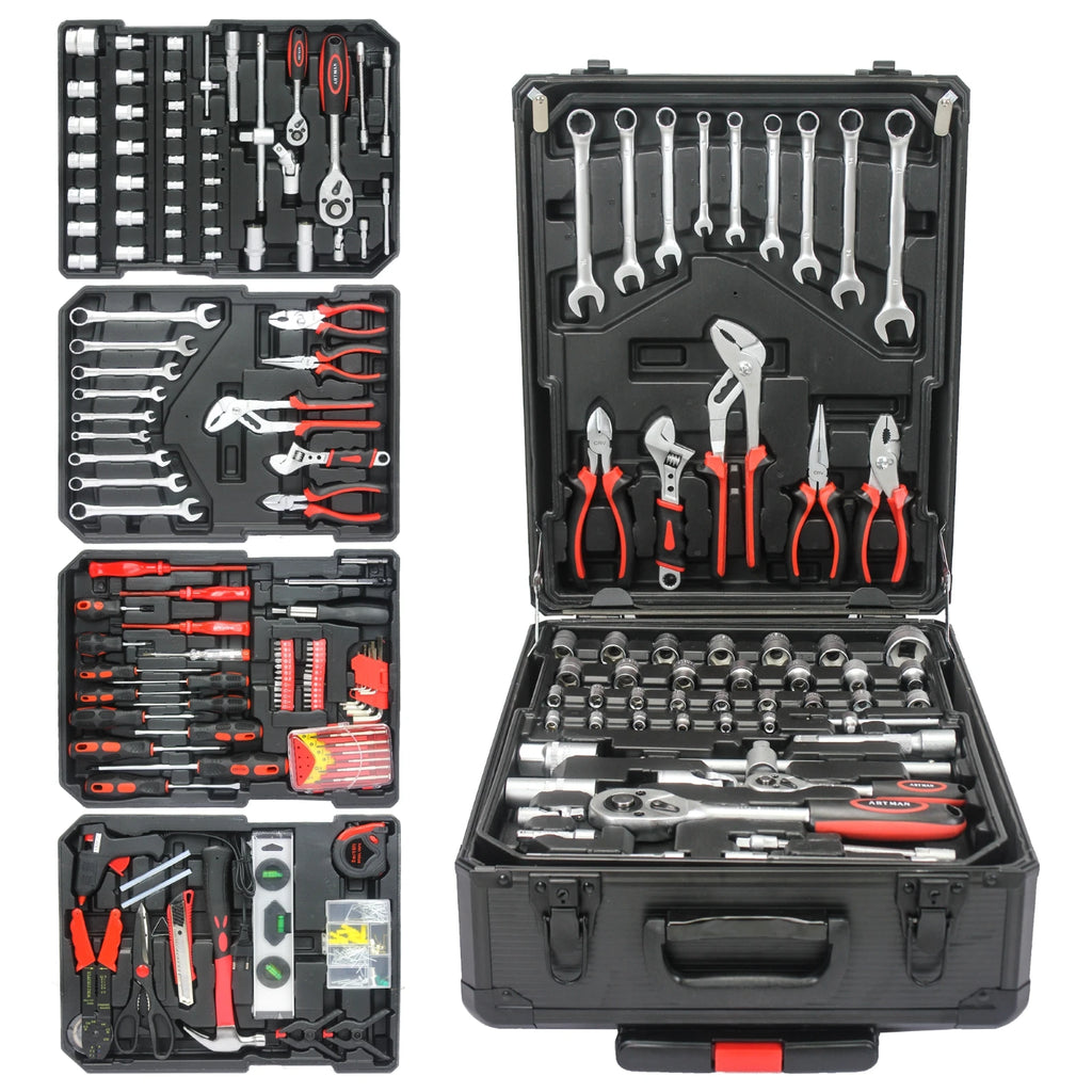 899 Piece Tool Set, Home Tool Kit with Rolling Toolbox, Hand Tool Set with Toolbox, Auto Repair Tool Set, Black