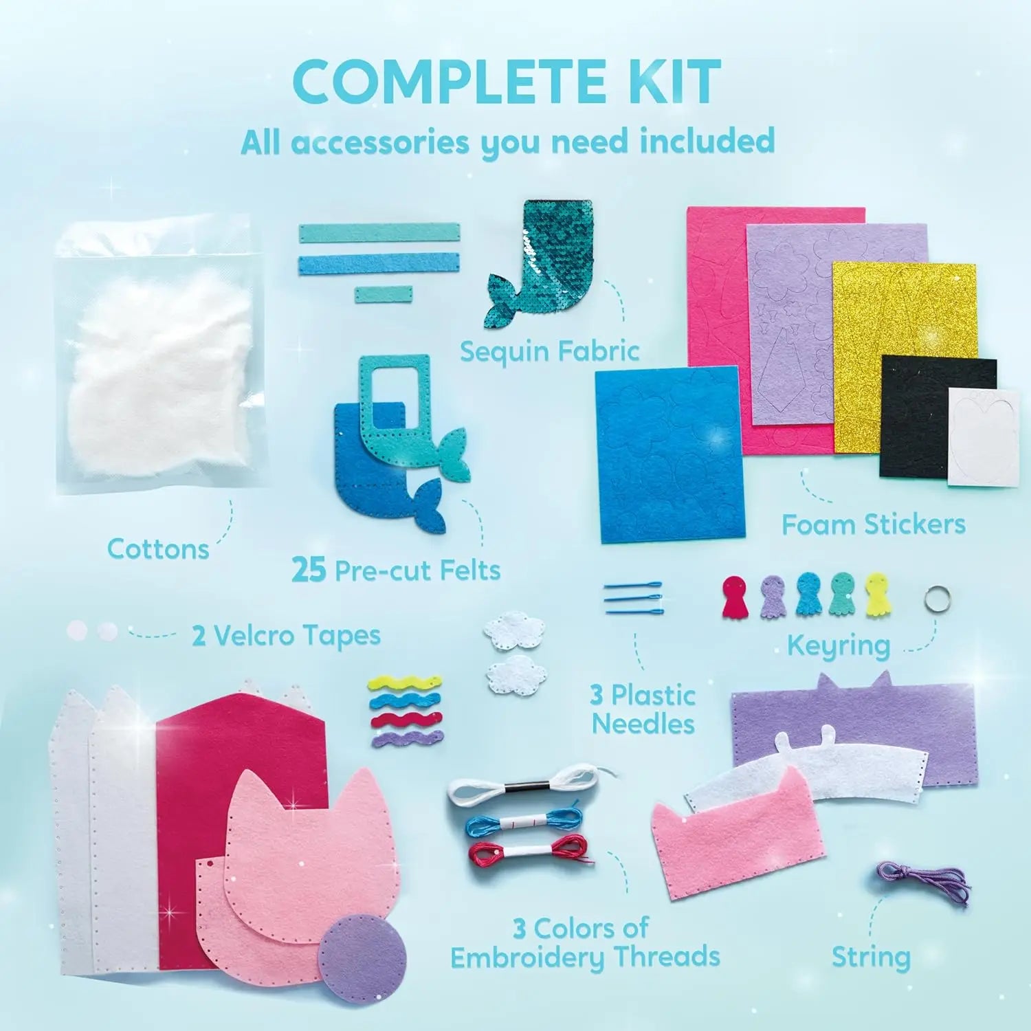 JOYFY 7 Sewing Projects, My First Sewing Kit, Easy DIY Arts and Crafts for Girl