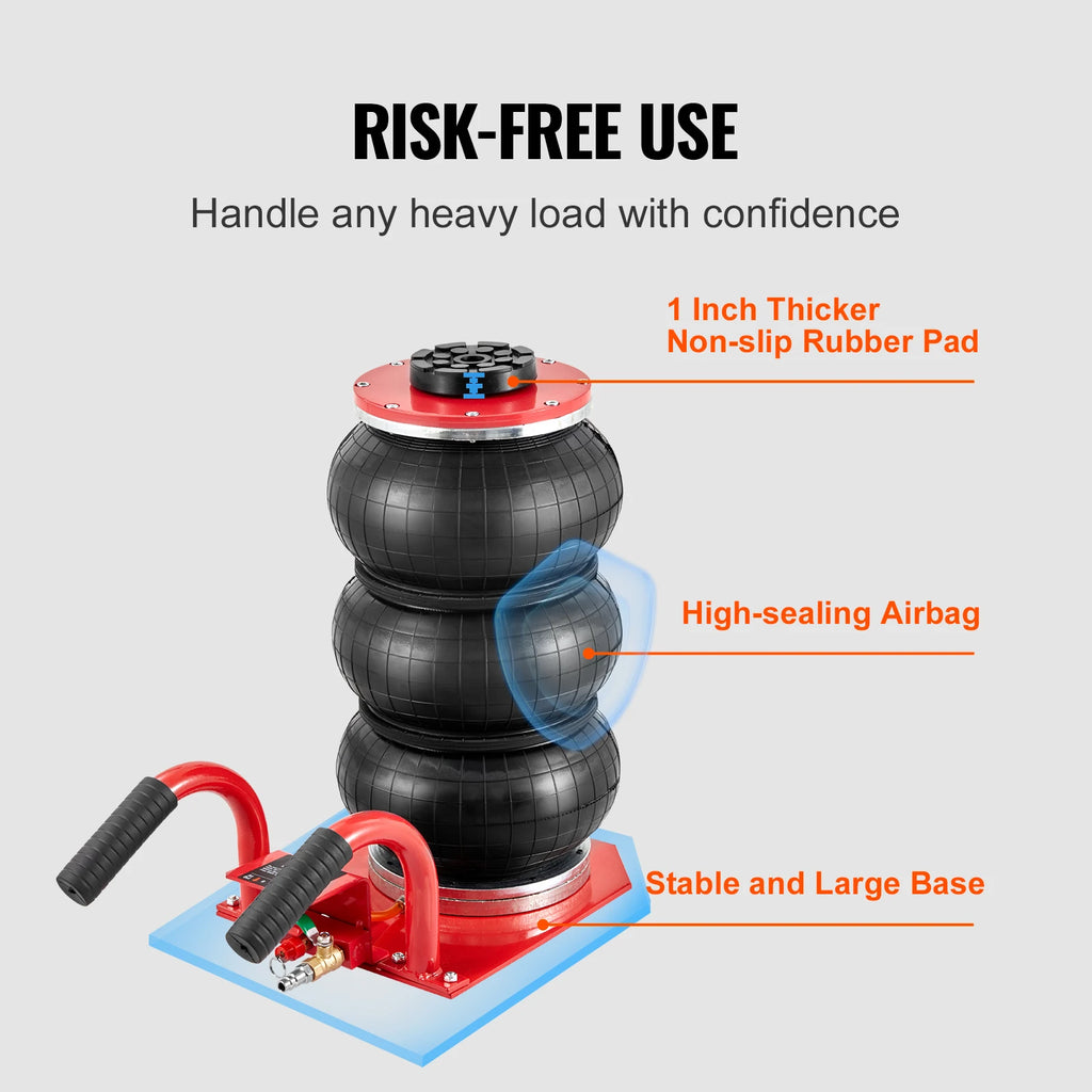 SucceBuy Triple Bag Air Jack 3 Ton/6600Lbs Capacity Portable Pneumatic Car Jacks Heavy Duty & Quick Lifting for Garage Car Repair