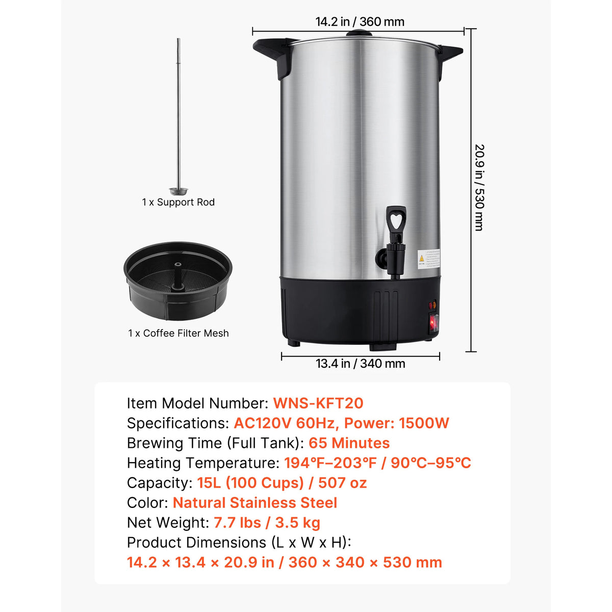 SucceBuy Commercial Coffee 30/42/60/100 Cups Urn Hot Beverage Dispenser with Dripless Faucet Quick-Brewing Coffee Maker