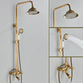 Antique Brass Shower Faucet Set, Rainfall Head Shower, Handheld Shower