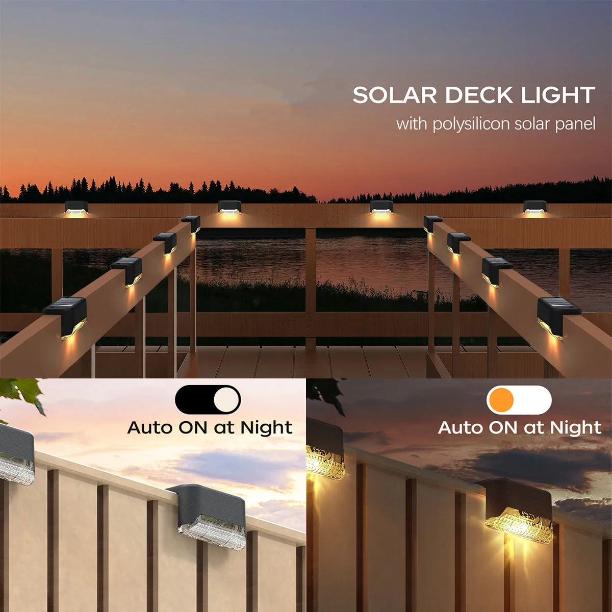 4/12 Pack Deck Lights Solar Powered, Solar Step Lights Outdoor Waterproof LED, Black or White Housing, Cool White, Warm White, RGB