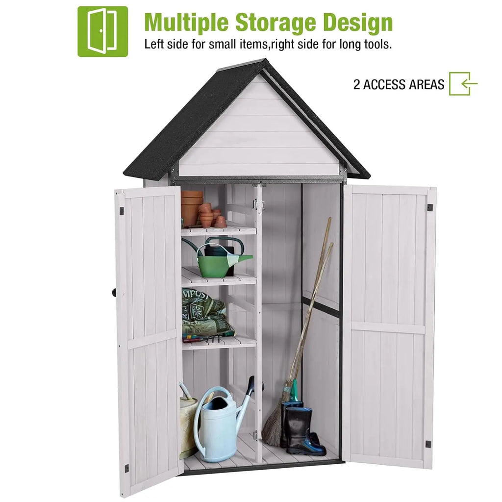 Outdoor Metal Frame Storage Shed Tool Cabinet Wooden Floor Adjustable Shelves Garden 2.5x1.4FT, Customized