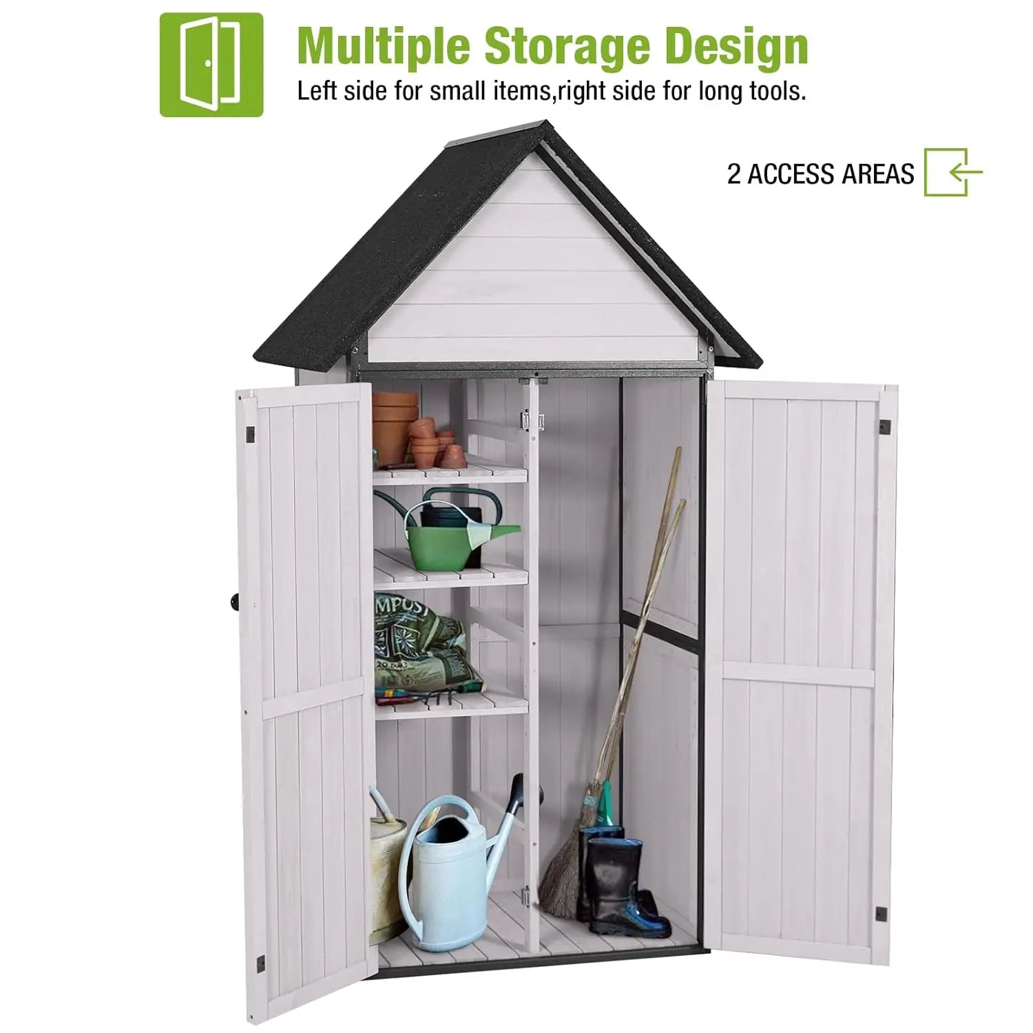Outdoor Metal Frame Storage Shed Tool Cabinet Wooden Floor Adjustable Shelves Garden 2.5x1.4FT, Customized